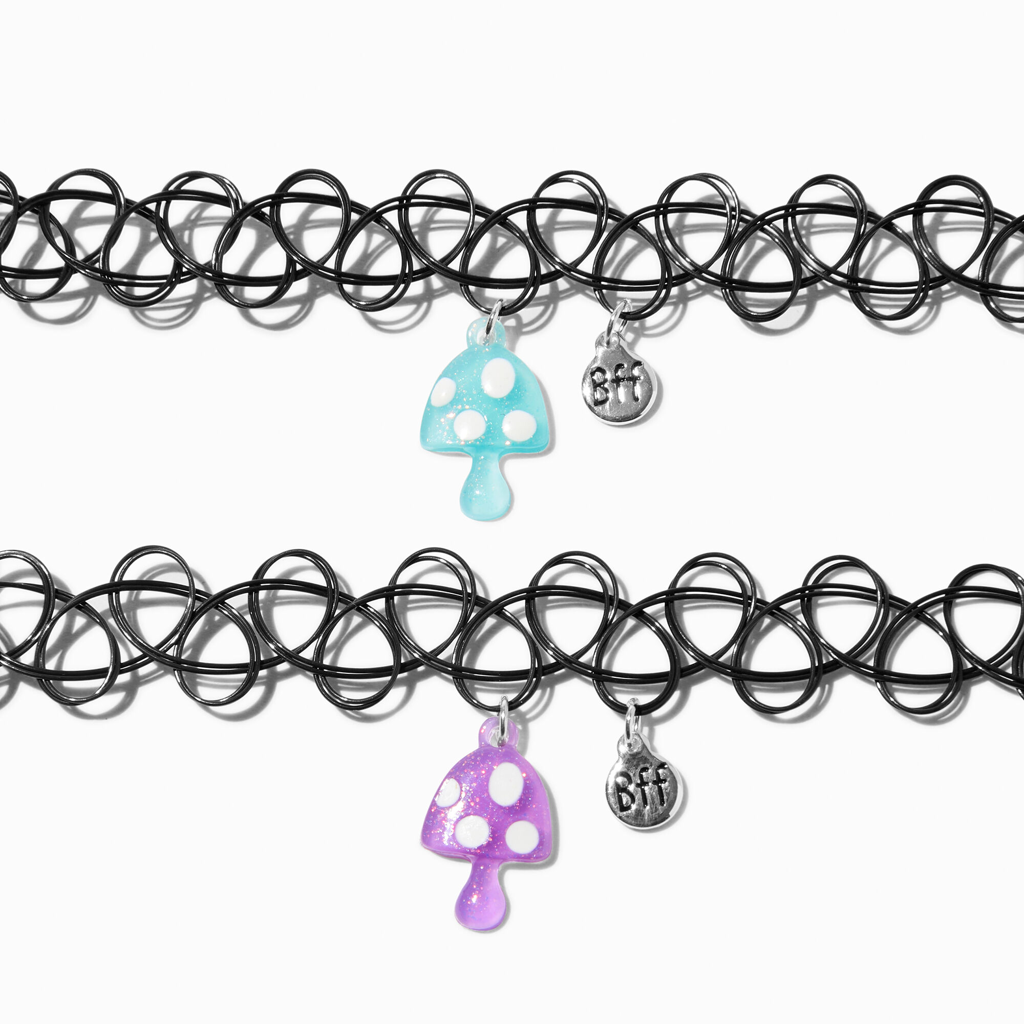 View Claires Best Friends Mushroom Uv ColorChanging Tattoo Choker Necklaces 2 Pack Black information