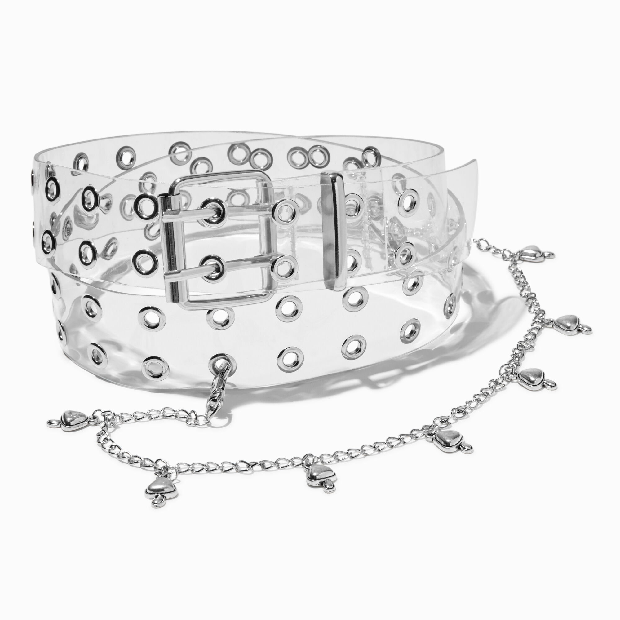 Clear Multi-Grommet Belt with Mushroom Chain