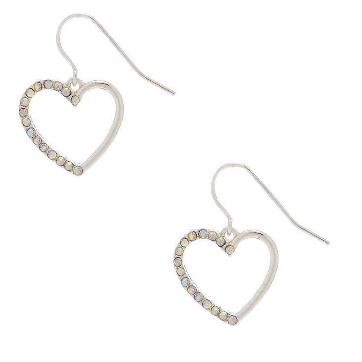 Silver 1 Embellished Crystal Heart Drop Earrings
