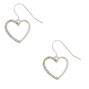 Silver 1&quot; Embellished Crystal Heart Drop Earrings,