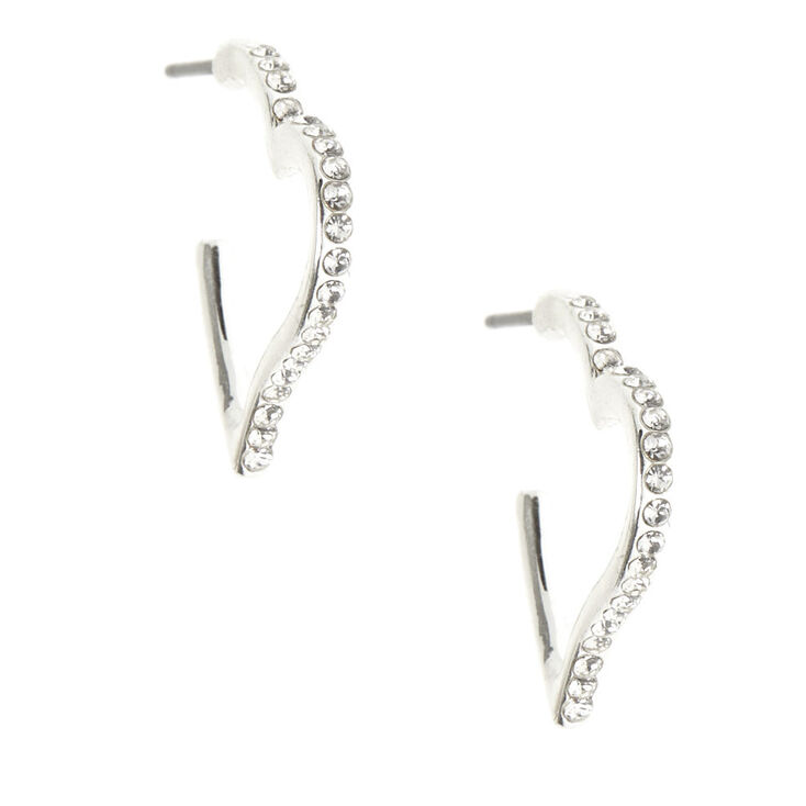 Claire's Créoles cœurs strass 20 mm couleur argenté