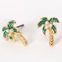 Gold Pearl Palm Tree Stud Earrings,
