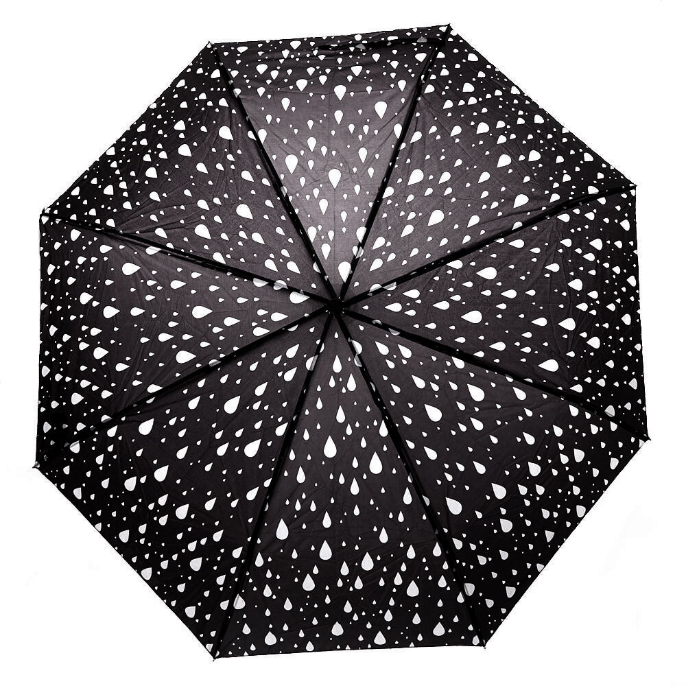 Parapluie noir motif gouttes de pluie,