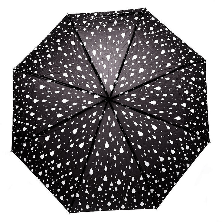 Parapluie noir motif gouttes de pluie,