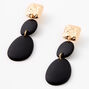 Gold  2&quot; Hammered Geometric Drop Earrings - Black,