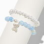 Ensemble de bracelets perl&eacute;s iridescents bleus - Lot de 2,