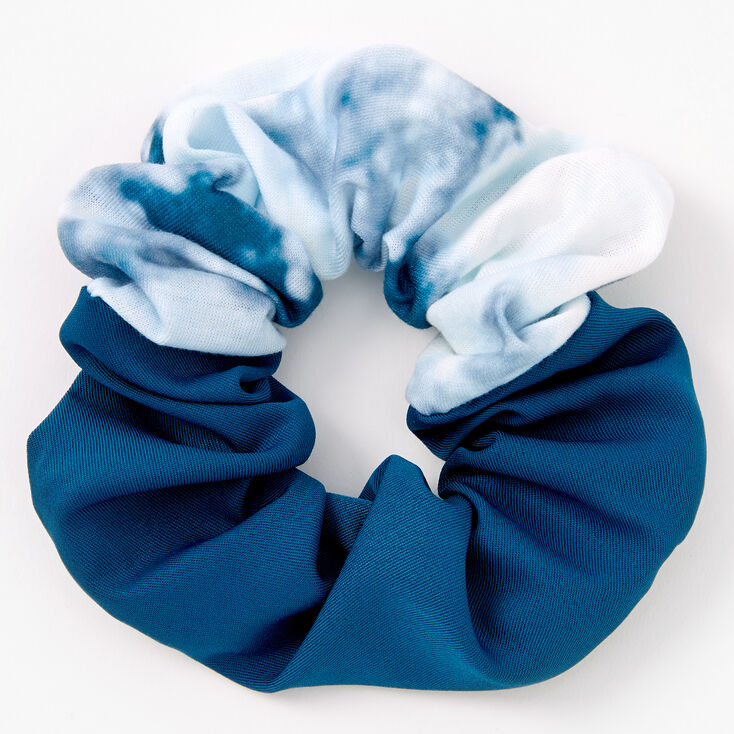Tie Dyed Zip Pocket Hair Scrunchie - Blue,