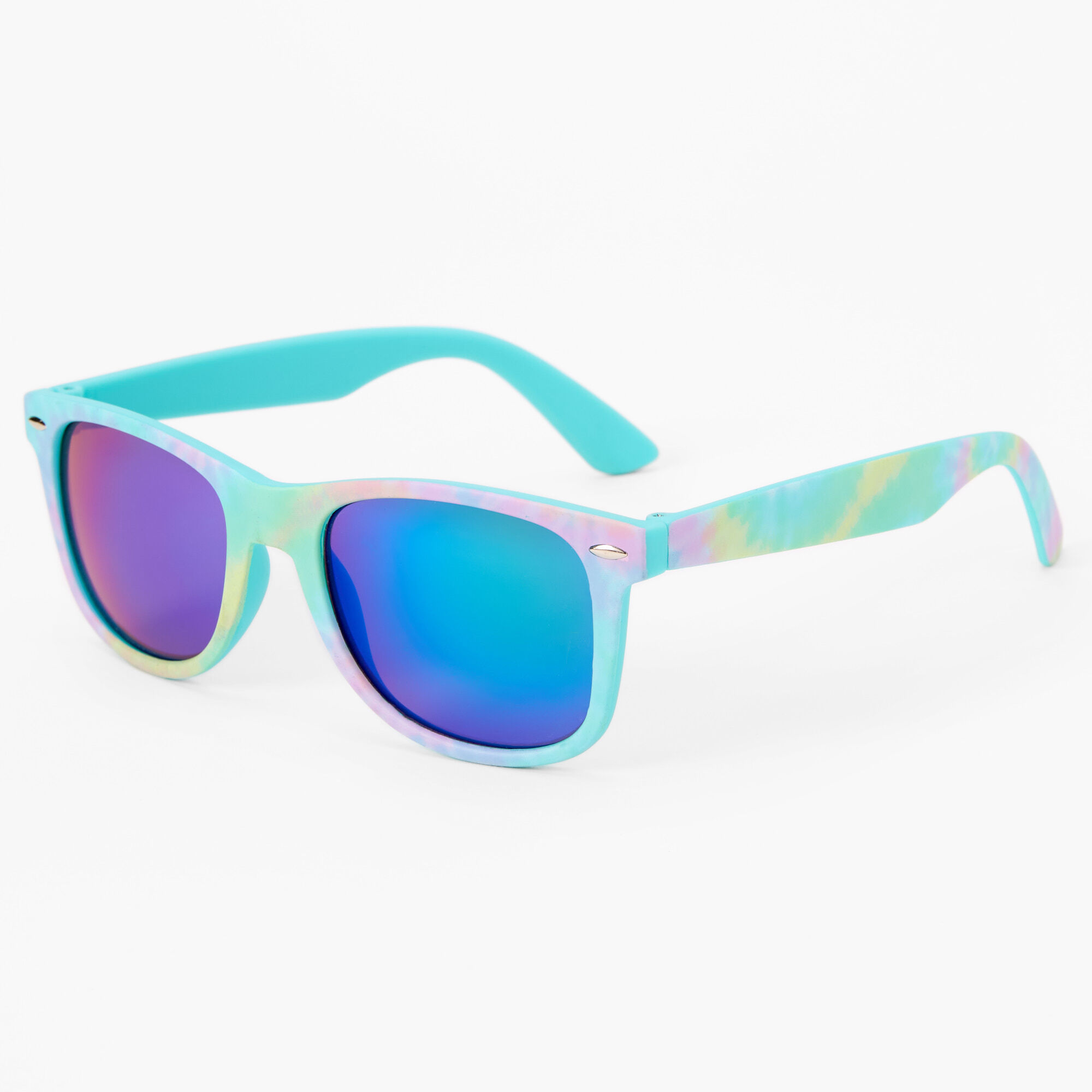View Claires Aqua Tie Dye Mirrored Sunglasses information