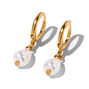 C LUXE by Claire&#39;s 18k Yellow Gold Plated 10MM Pearl Teardrop Huggie Hoop Earrings,