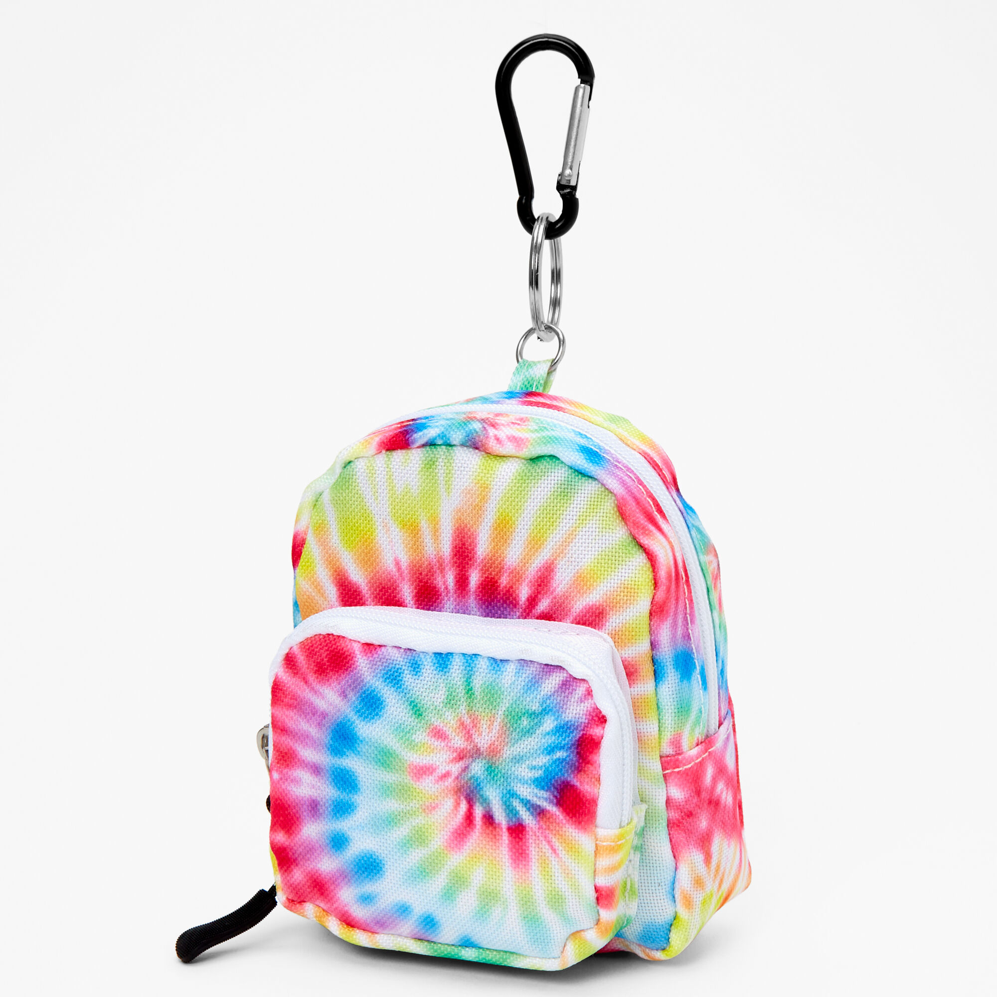Claire's Girls' Rainbow Tie Dye Plastic and Metal Mini Backpack Keychain,  Cute Gift, 76085 