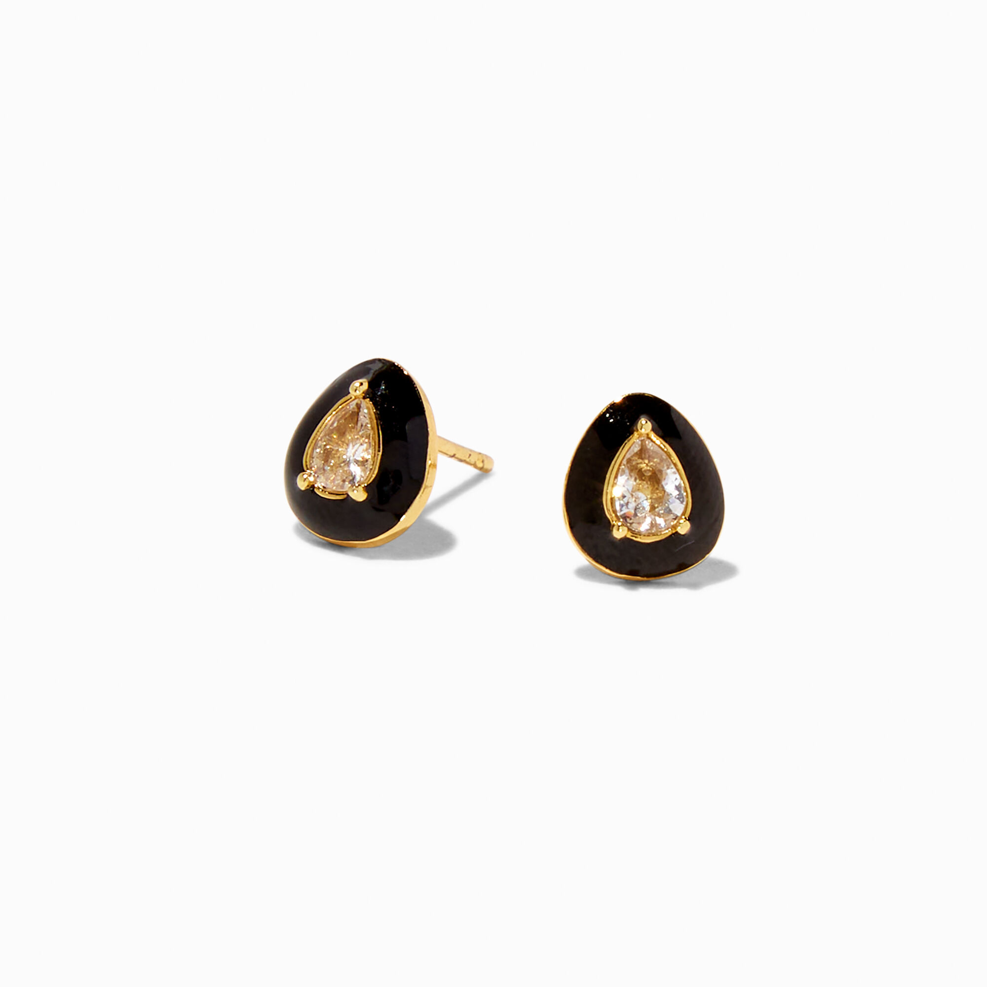 18K Gold Plated Cubic Zirconia Teardrop Stud Earrings