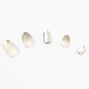 Silver Metallic Stars Almond Press On Faux Nail Set - 24 Pack,
