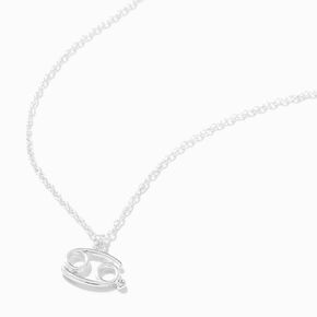 Silver Cystal Zodiac Symbol Pendant Necklace - Cancer,