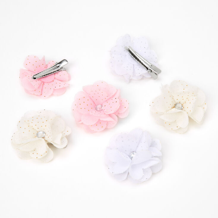 Claire&#39;s Club Pastel Chiffon Flower Hair Clips - 6 Pack,