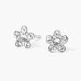 14kt White Gold Crystal Daisy Studs Ear Piercing Kit with Ear Care Solution,