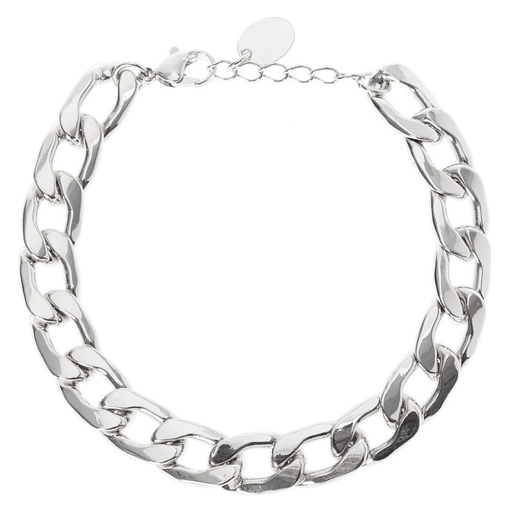 Claire's Bracelet chaîne à maillons couleur argenté