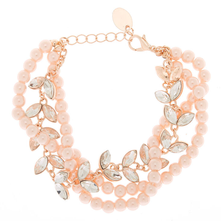 Rose Gold Pearl Vine Chain Bracelet | Claire's US