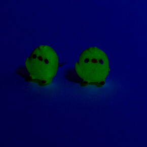 Glow in the Dark Yellow Chicks Stud Earrings,