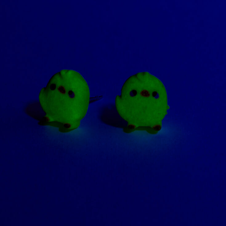 Glow in the Dark Yellow Chicks Stud Earrings,