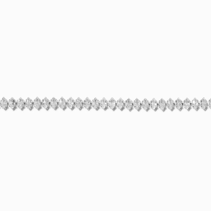 Silver-tone Cubic Zirconia Marquise Chain Bracelet