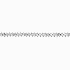 Silver-tone Cubic Zirconia Marquise Chain Bracelet ,