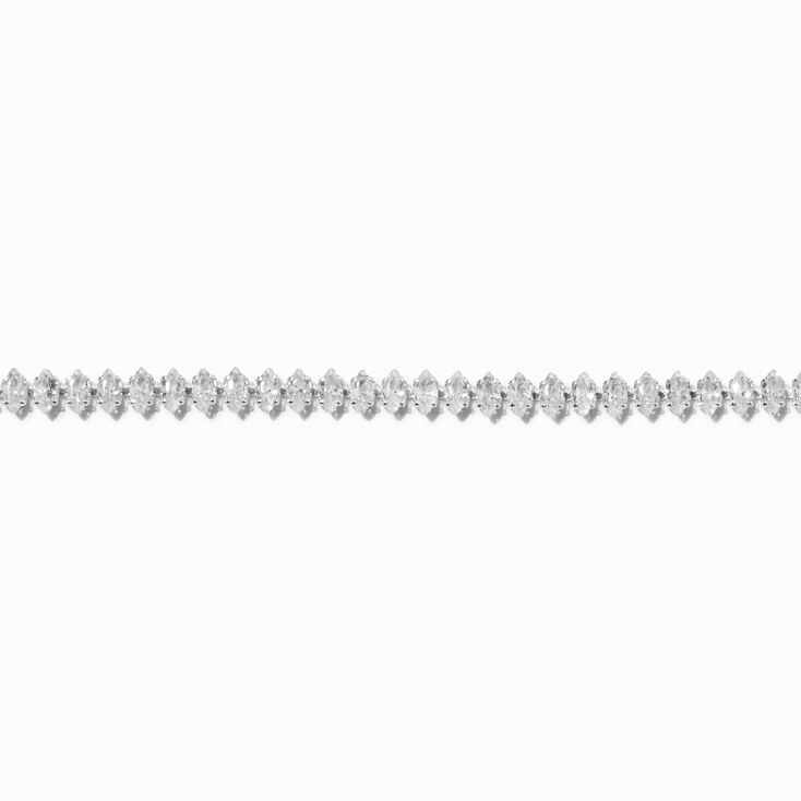 Silver-tone Cubic Zirconia Marquise Chain Bracelet ,