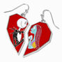 &copy;Disney Nightmare Before Christmas Jack &amp; Sally Split Heart Drop Earrings,