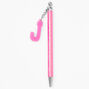 Initial Charm Glitter Pen - Pink, J,
