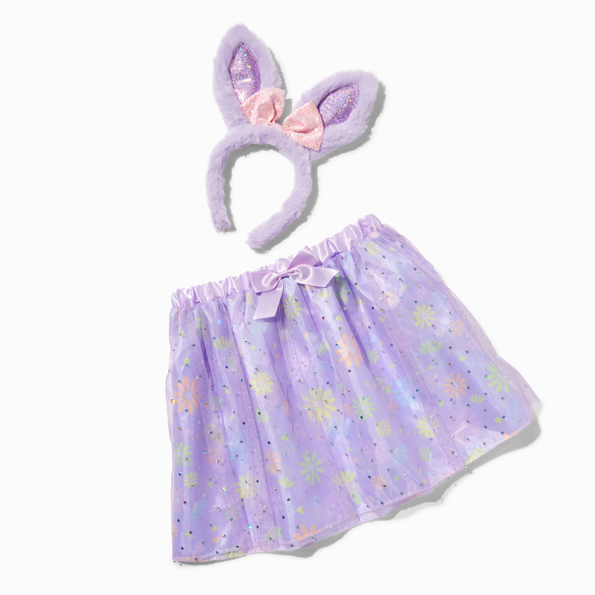 View Claires Bunny Sequin Floral Tutu Dress Up Set 2 Pack Purple information