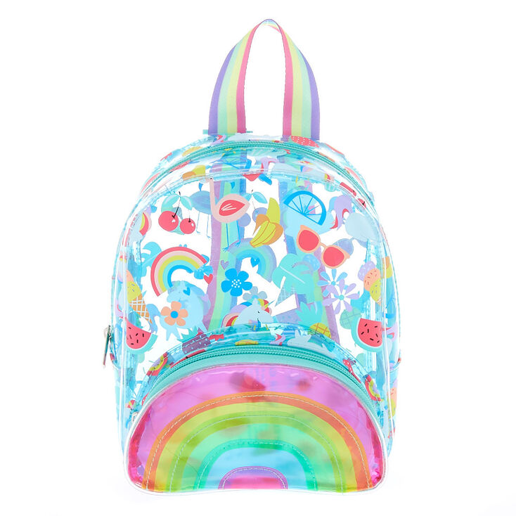 Claire's Club Summer Print Mini Backpack - Blue | Claire's