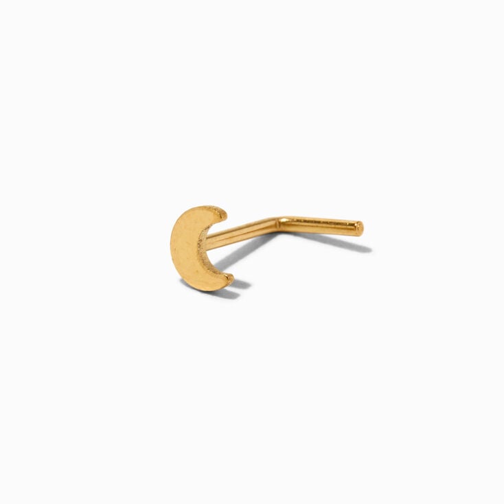 Gold Titanium Crescent Moon 20G Nose Stud,