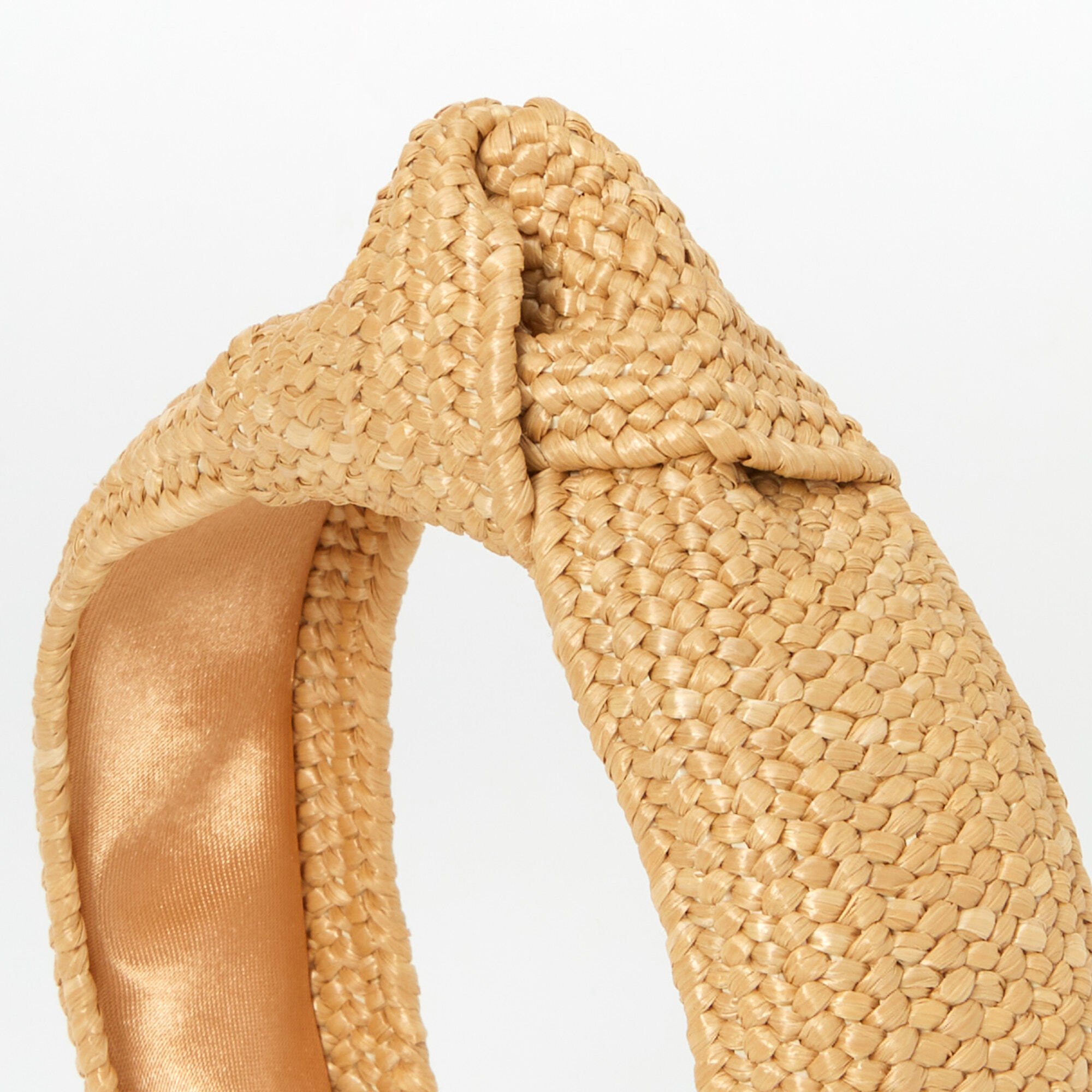 Natural Tan Raffia Knotted Headband,