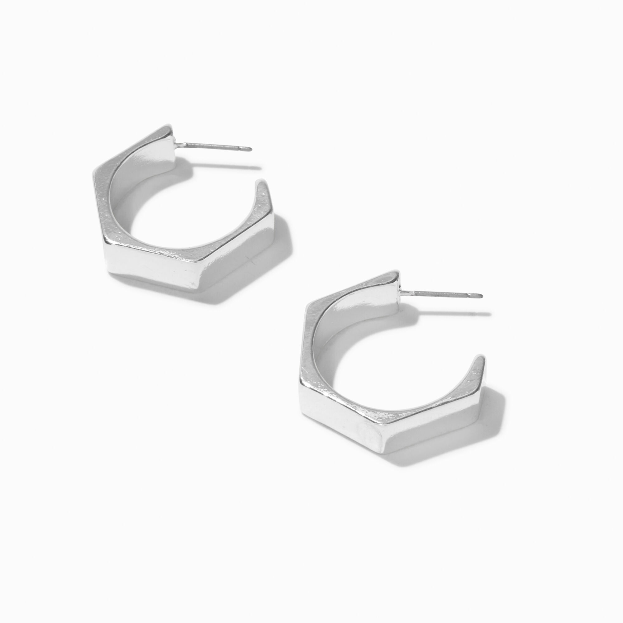 View Claires Tone 20MM Square Circle Hoop Earrings Silver information