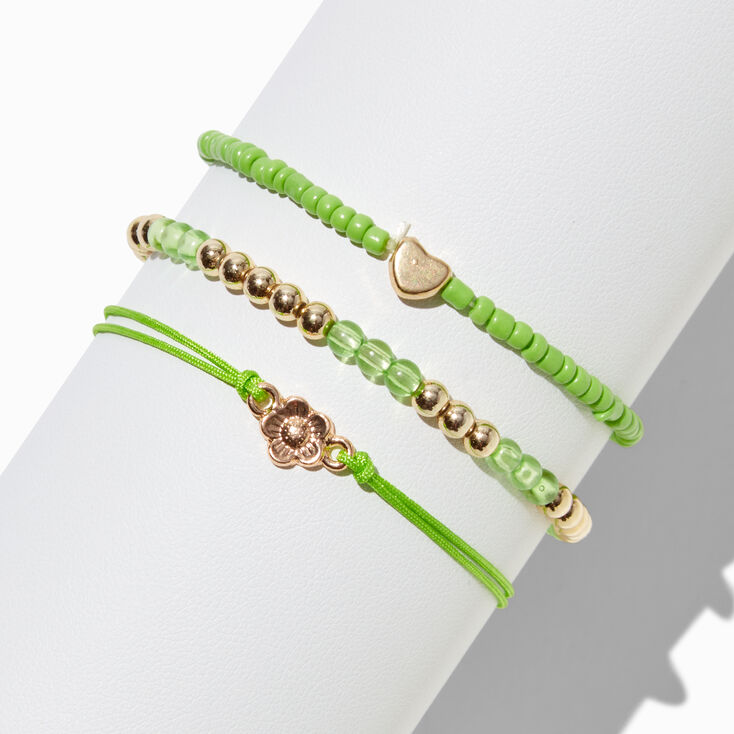 Lot de bracelets en perles de rocaille inspiration &laquo;&nbsp;Grow&nbsp;&raquo; vert citron - Lot de 3,