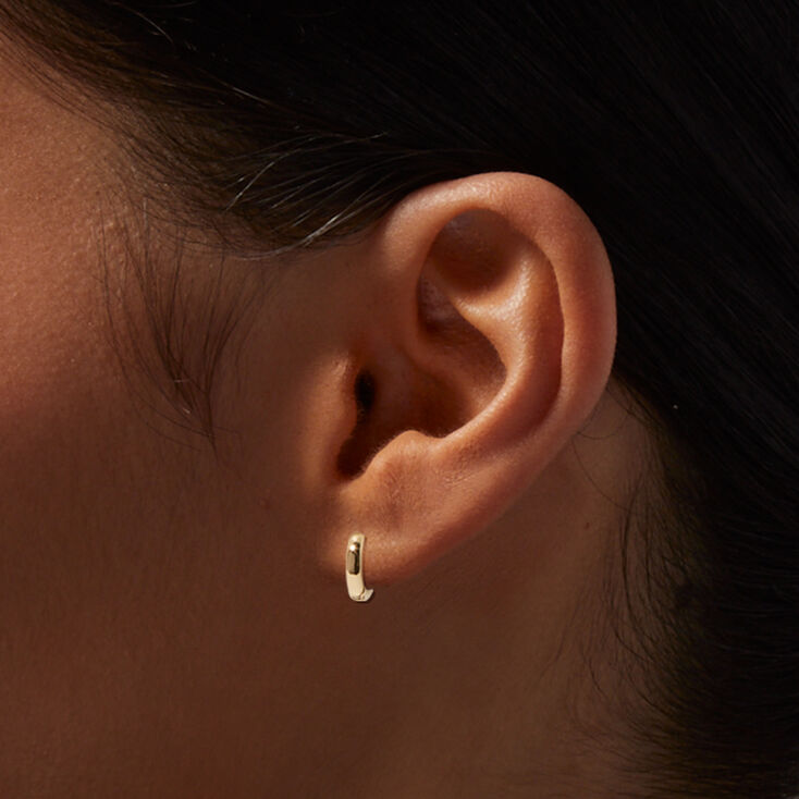 Gold-tone 10mm Huggie Hoop Earrings,