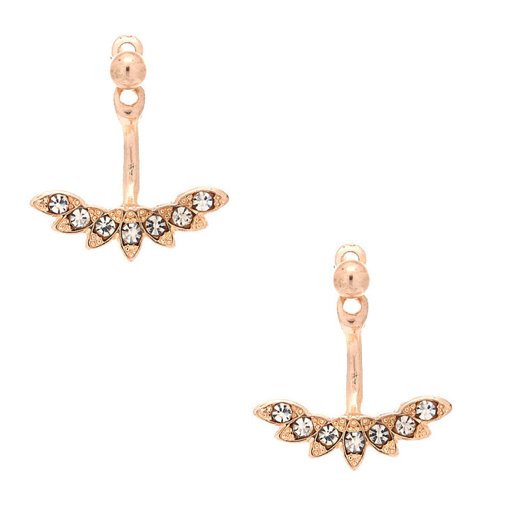 Rose Gold Ear Jacket Earrings Claire S Us Rose Gold Ear Jacket Earrings