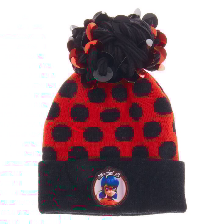 Claire's Bonnet rouge avec pompon à sequins et pois Miraculous™