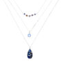 Silver Druzy Bead Multi Strand Necklace,