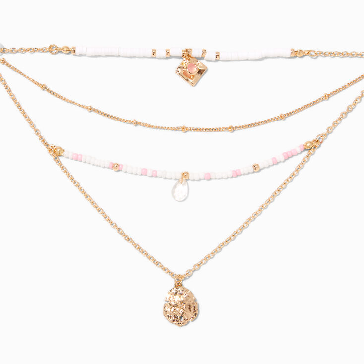 Gold Sand Dollar Pendant Multi-Strand Necklace | Claire's US