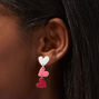 Red Rubber Hearts 1.5&quot; Linear Drop Earrings,