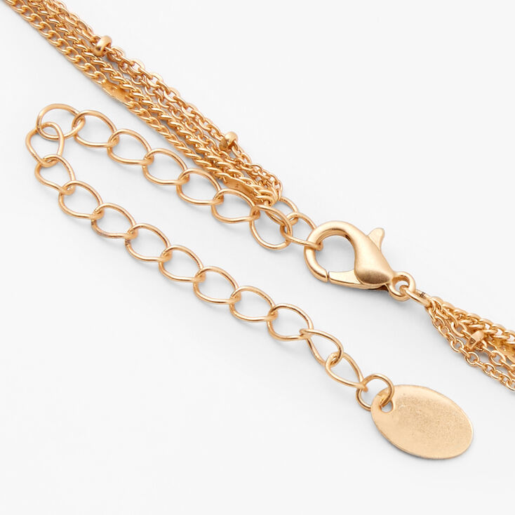 Gold Filigree Butterfly Multi Strand Necklace,