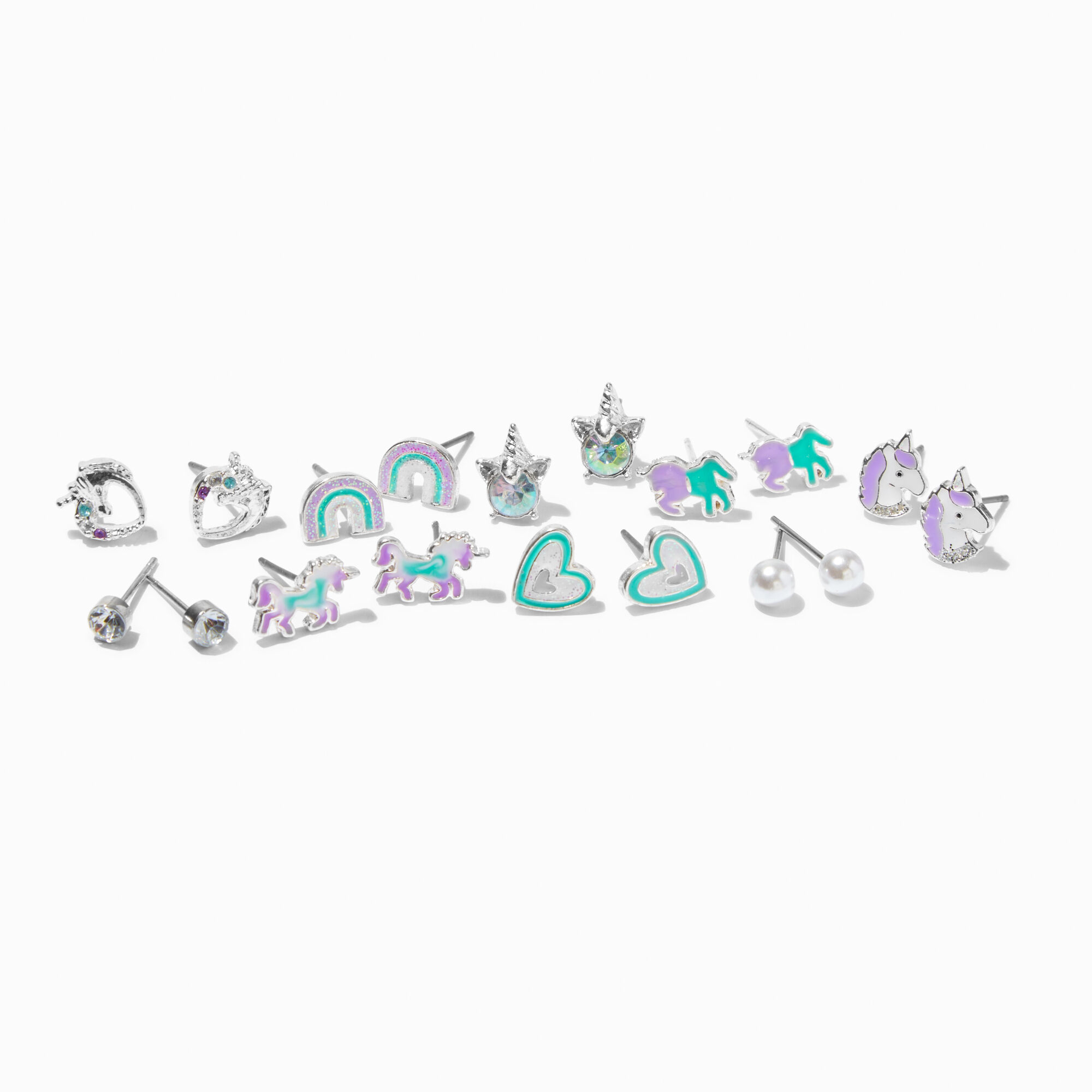 View Claires Mint Unicorn Stud Earrings 9 Pack Lilac information