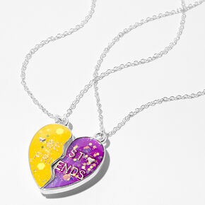 Best Friends Purple Glitter Color-Changing Split Heart Necklaces - 2 Pack,