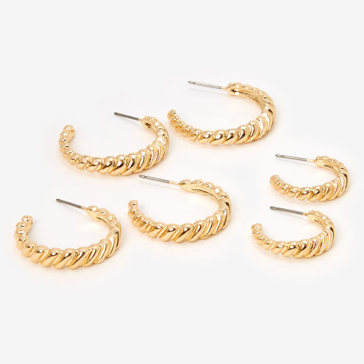 Gold Twisted Hoop Earrings - 3 Pack,