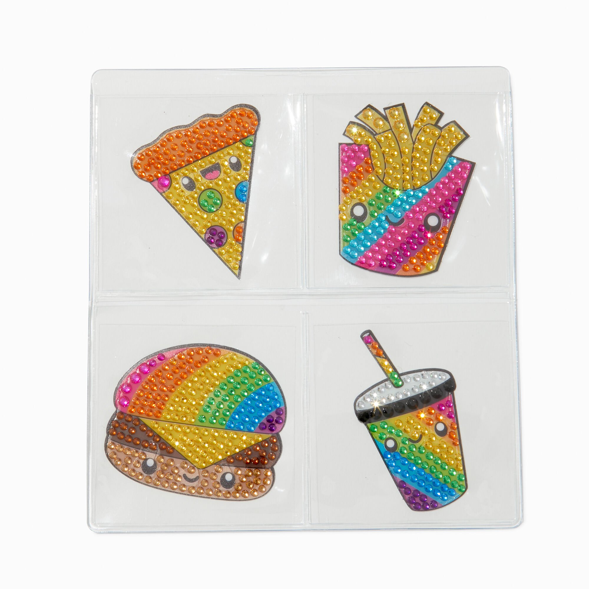 StickerBeans® x Claire's Rainbow Food Rhinestone Sticker Set - 4 Pack,