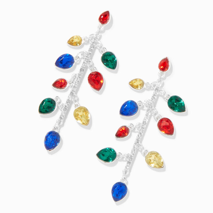 Gemstone Christmas Lights 2.5&quot; Linear Drop Earrings,