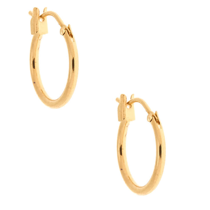 18ct Gold Plated 14MM Hinge Hoop Earrings,