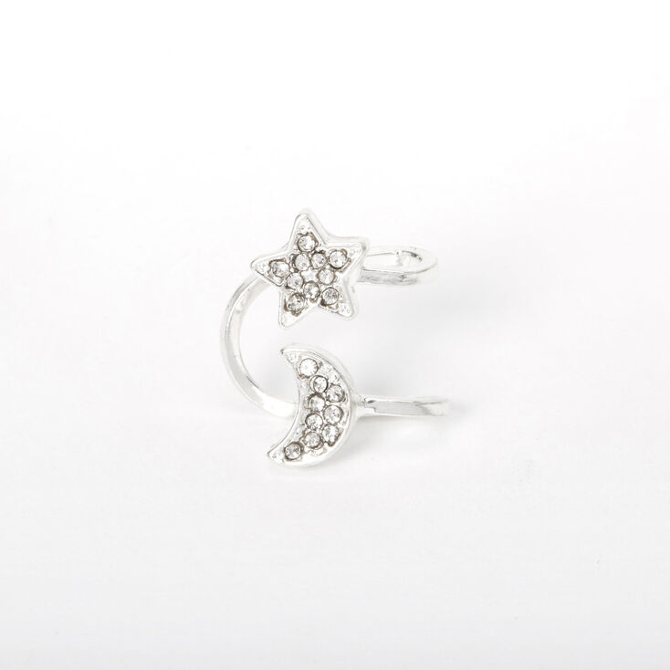 Silver Moon Star Ear Cuff,