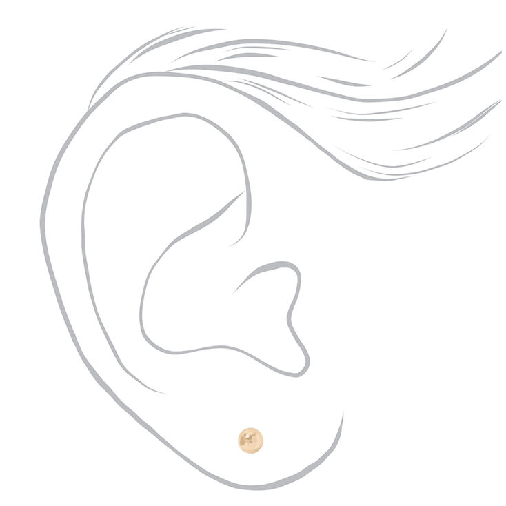 14kt Yellow Gold 4mm Ball Studs Ear Piercing Kit with Ear Care Solution,