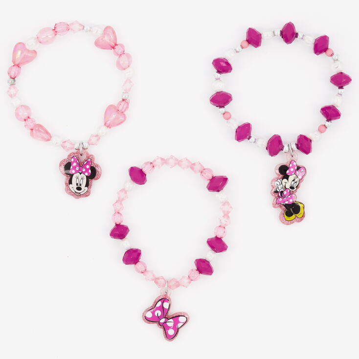 Bracelets &eacute;lastiques perl&eacute;s Minnie Mouse Disney - Lot de 3,